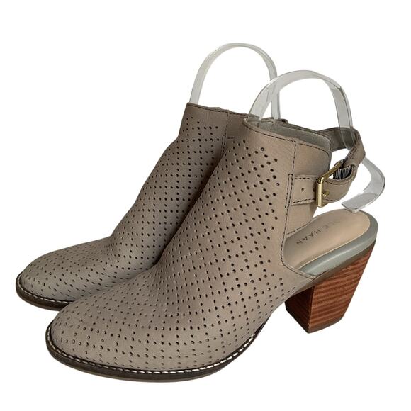 Cole Haan Perforated Booties 7.5 B Gray Peep Toe Cutout Sandals Heels - Picture 1 of 11